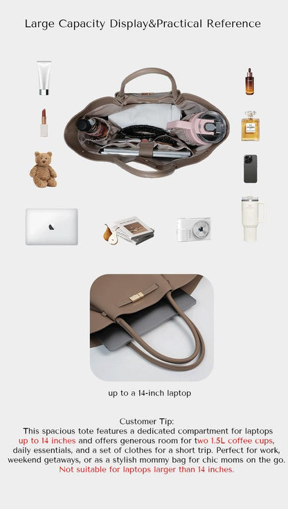 Elegant Daily Tote Bag – Premium PU Leather with Top Handle & Removable Pendant