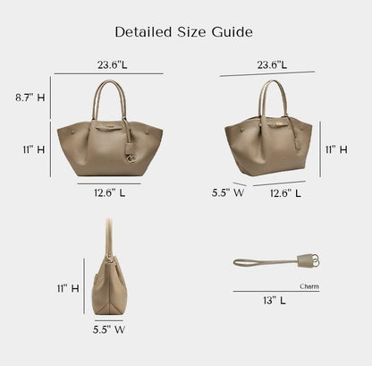 Elegant Daily Tote Bag – Premium PU Leather with Top Handle & Removable Pendant