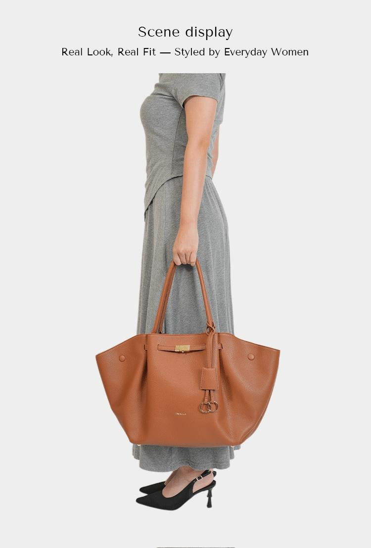 Elegant Daily Tote Bag – Premium PU Leather with Top Handle & Removable Pendant